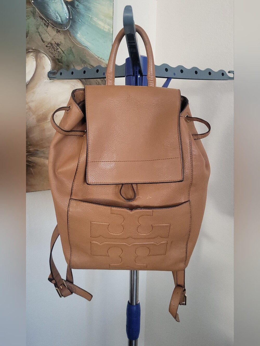Tory Burch Bombe T Flap Leather Backpack ( Flawed)